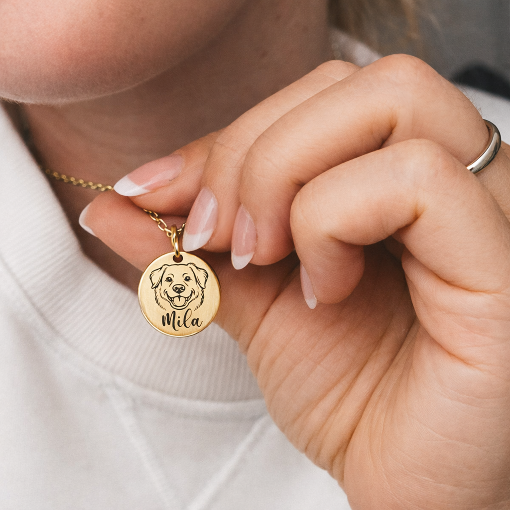 Personalisierte Halskette mit Haustier Zeichnung