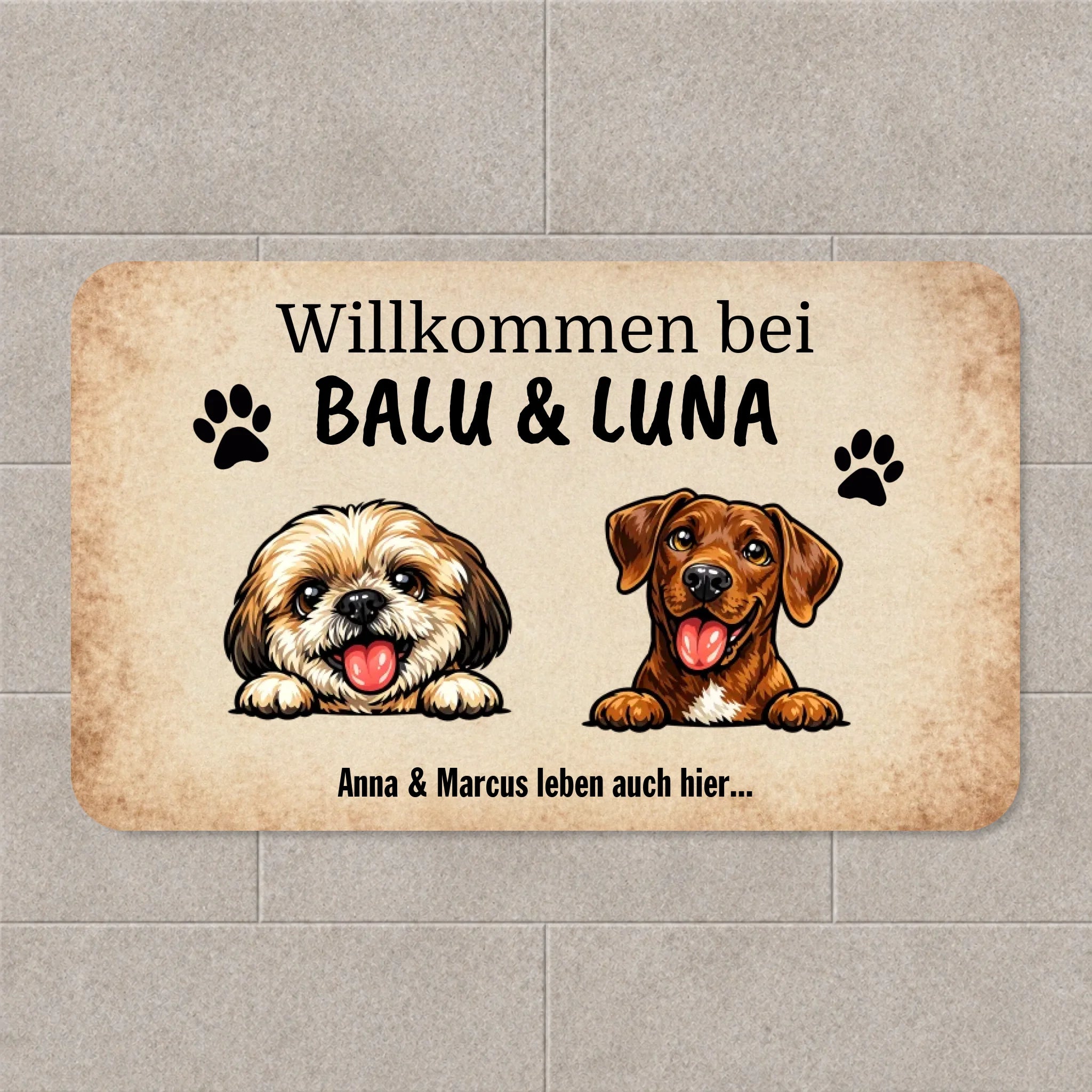 Fußmatte personalisiert mit Haustier (Hund oder Katze)