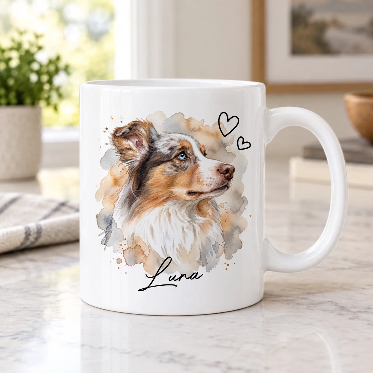 Personalisierte Tasse "Aquarell" mit Haustier
