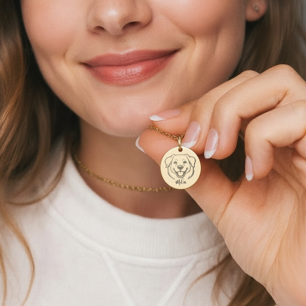 Personalisierte Halskette mit Haustier Zeichnung