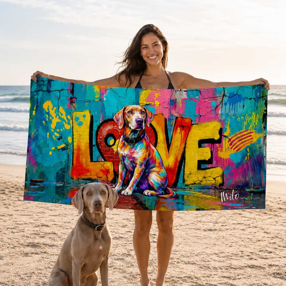 Personalisiertes Badehandtuch "LOVE" mit Haustier