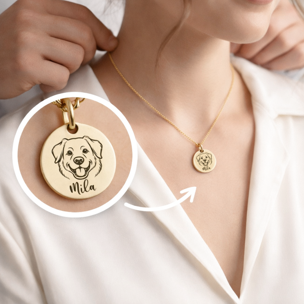 Personalisierte Halskette mit Haustier Zeichnung