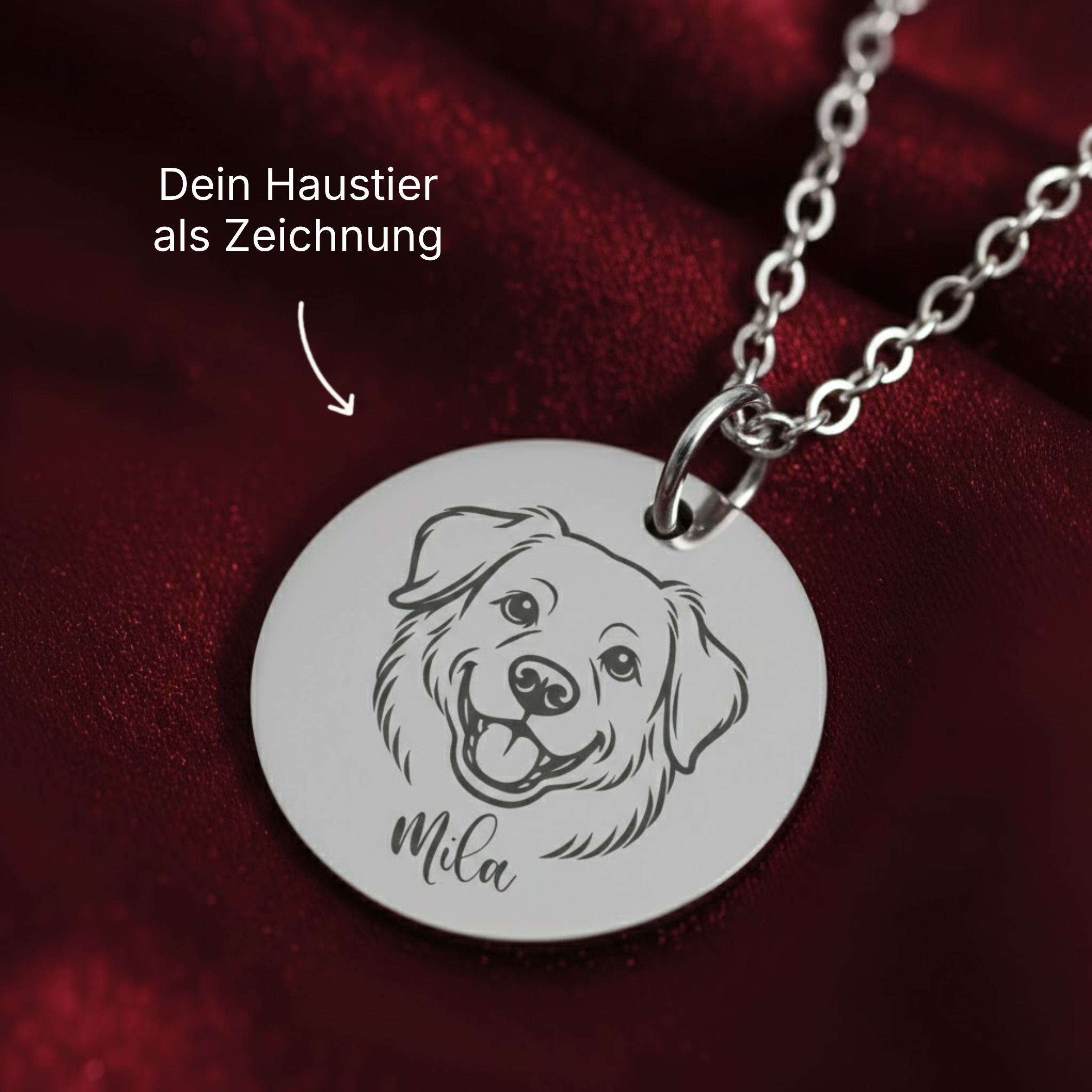 Personalisierte Halskette mit Haustier Zeichnung