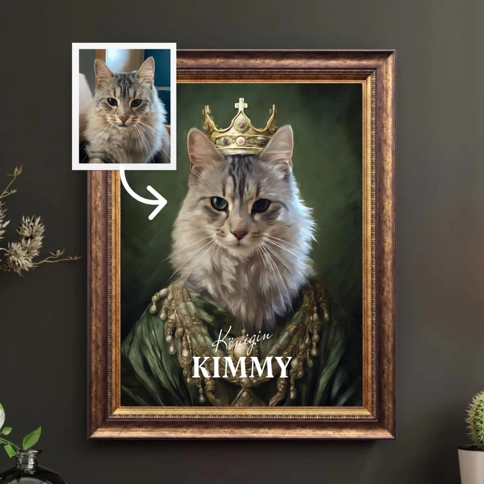 Royales Katzenportrait als Königin im Rennaisance Stil