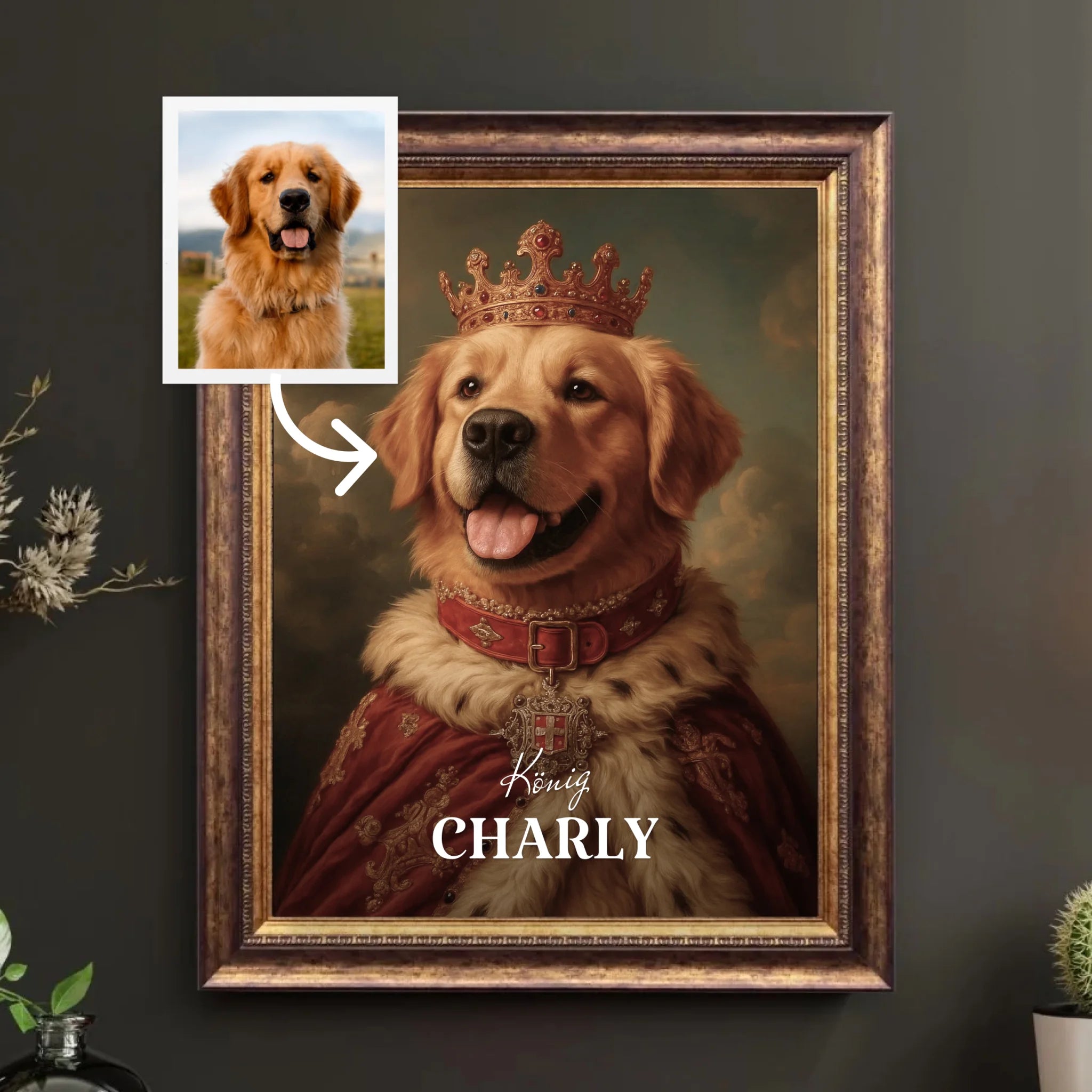 Royales Hundeportrait als König in der Renaissance