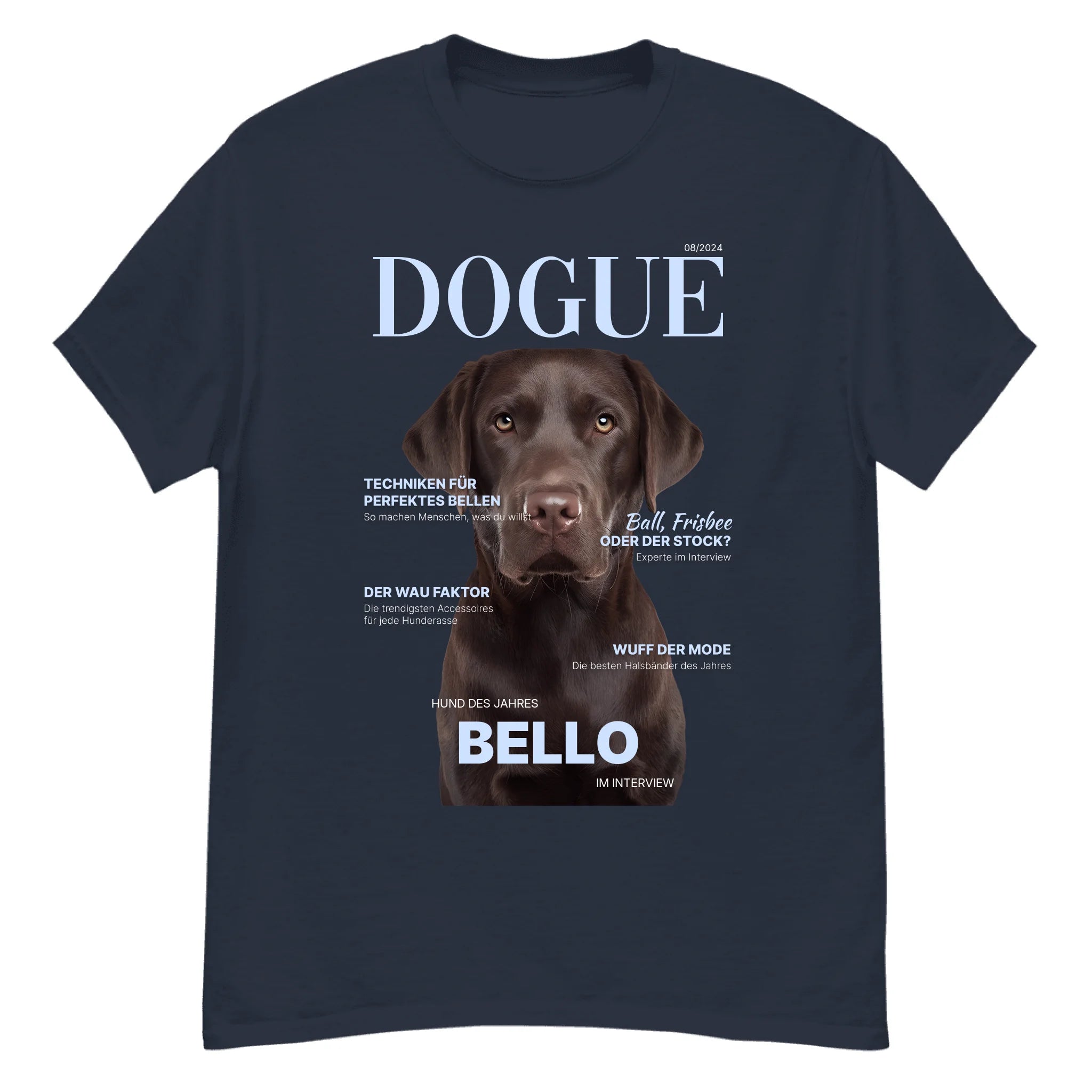 Personalisiertes Unisex T-Shirt "DOGUE" Hundemagazin