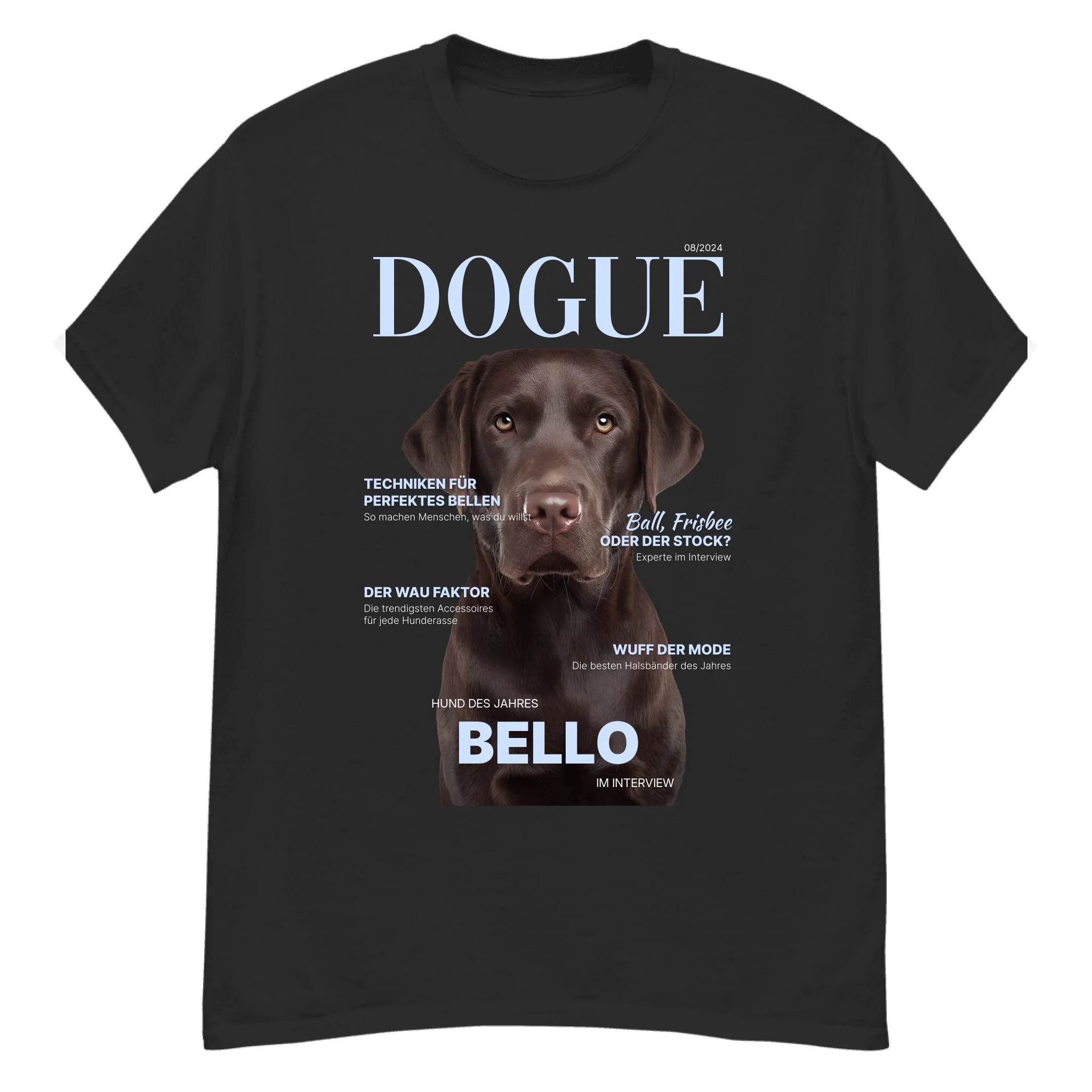 Personalisiertes Unisex T-Shirt "DOGUE" Hundemagazin