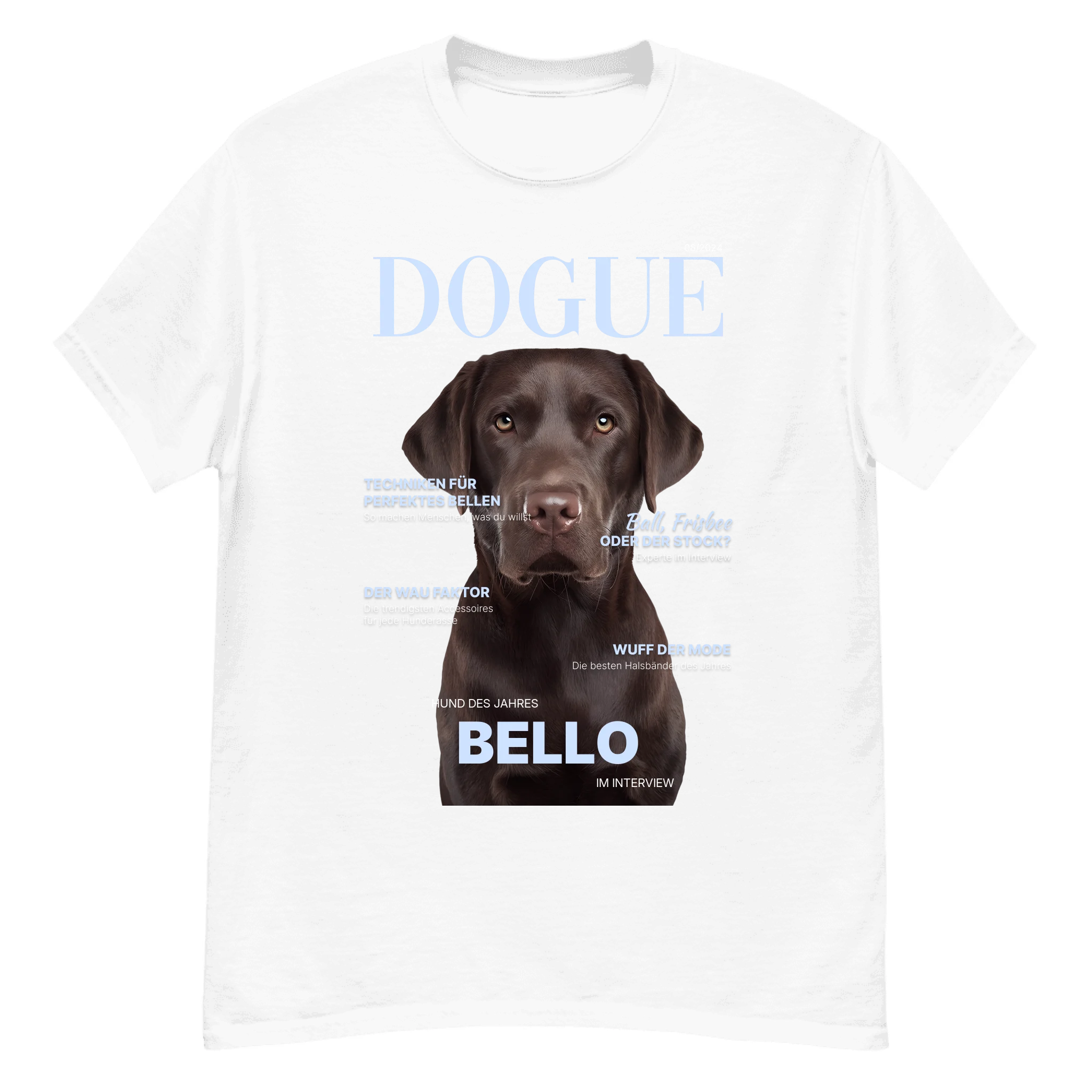 Personalisiertes Unisex T-Shirt "DOGUE" Hundemagazin