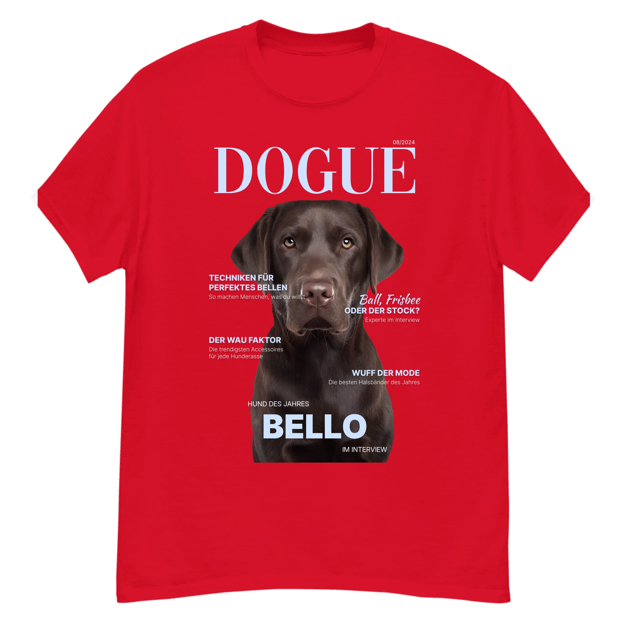 Personalisiertes Unisex T-Shirt "DOGUE" Hundemagazin