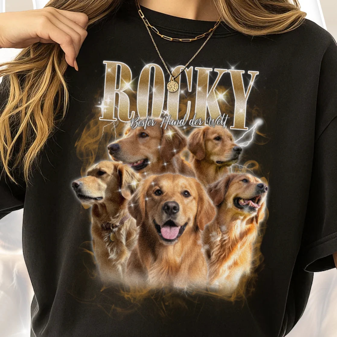 Personalisiertes T-Shirt "Vintage" 90er Style mit eigenen Fotos