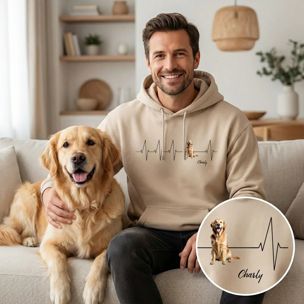 Personalisierter Hoodie "Herzschlag" mit Haustier