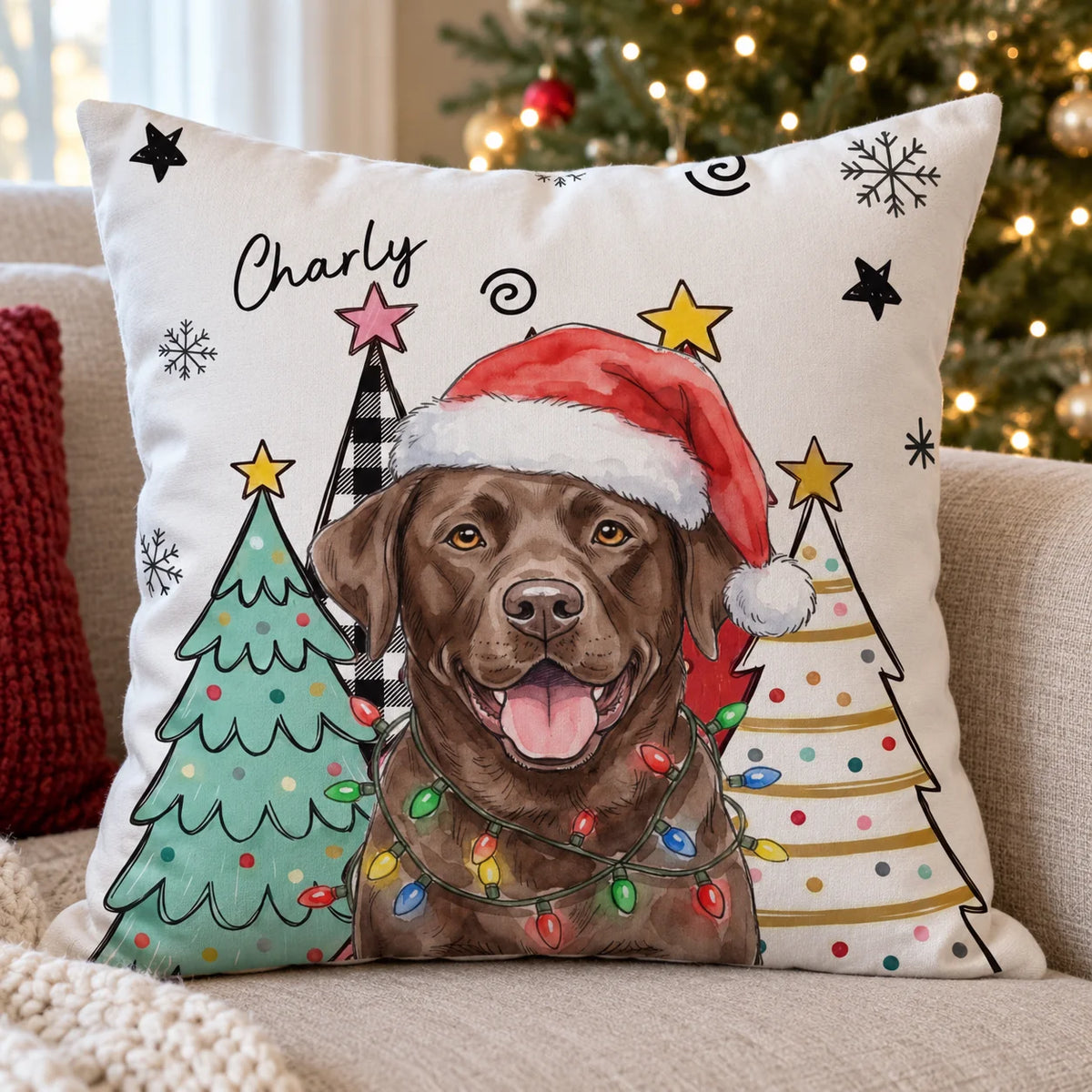 Personalisiertes Kissen "Weihnachten" mit Haustier