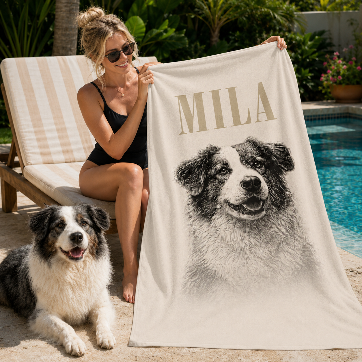 Personalisiertes Badehandtuch "Vintage Portrait"