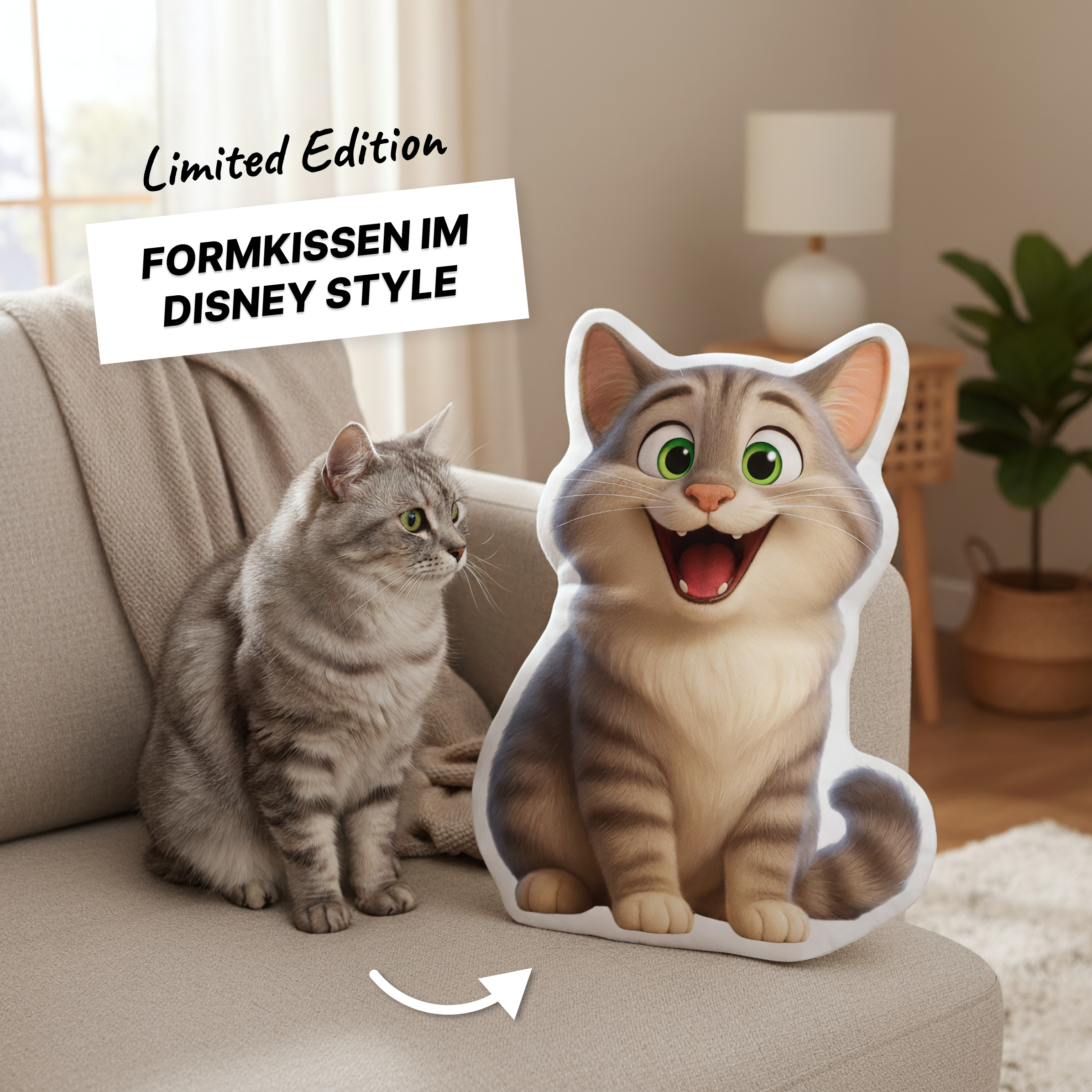 Haustier Formkissen im Disney-Pixar Style