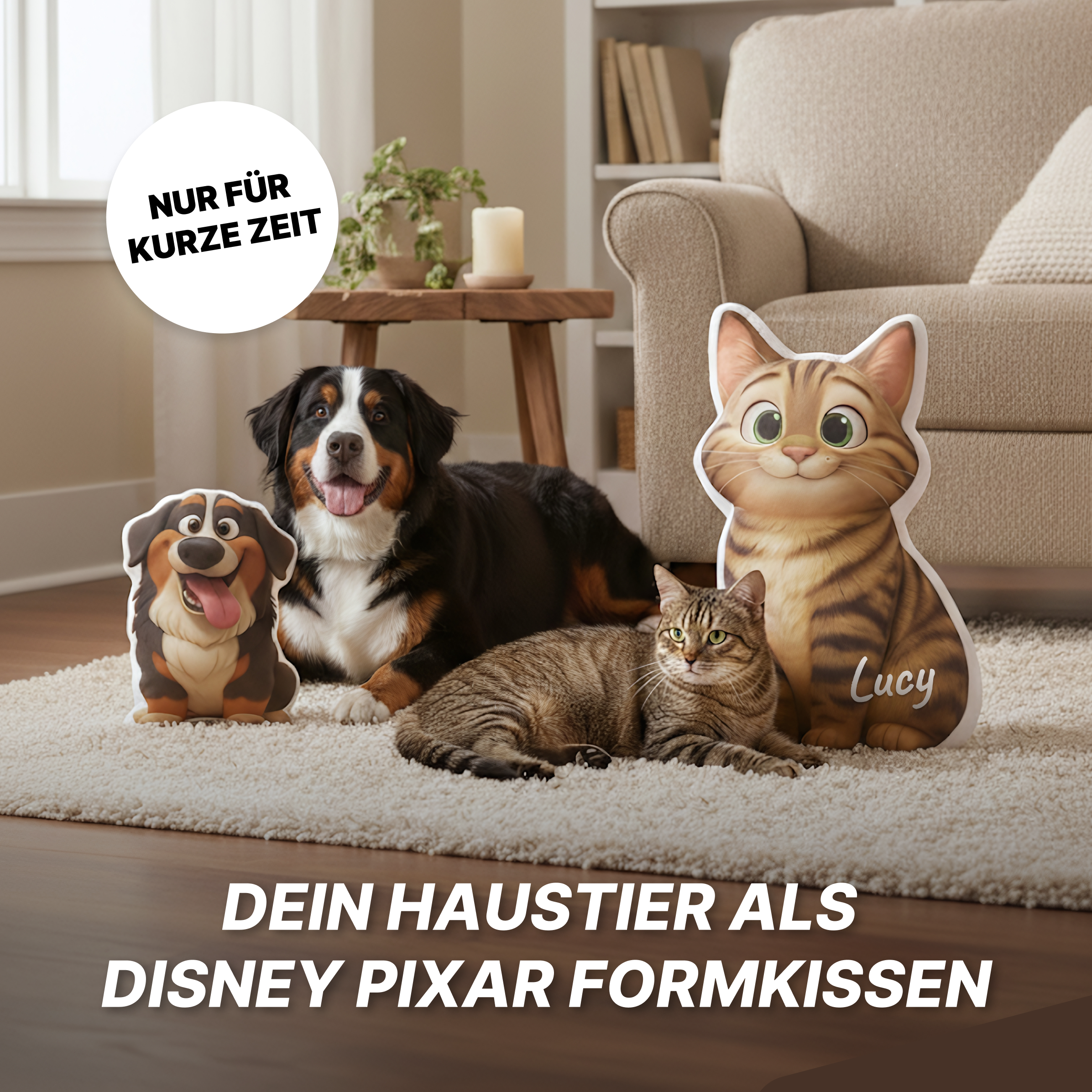 Haustier Formkissen im Disney-Pixar Style